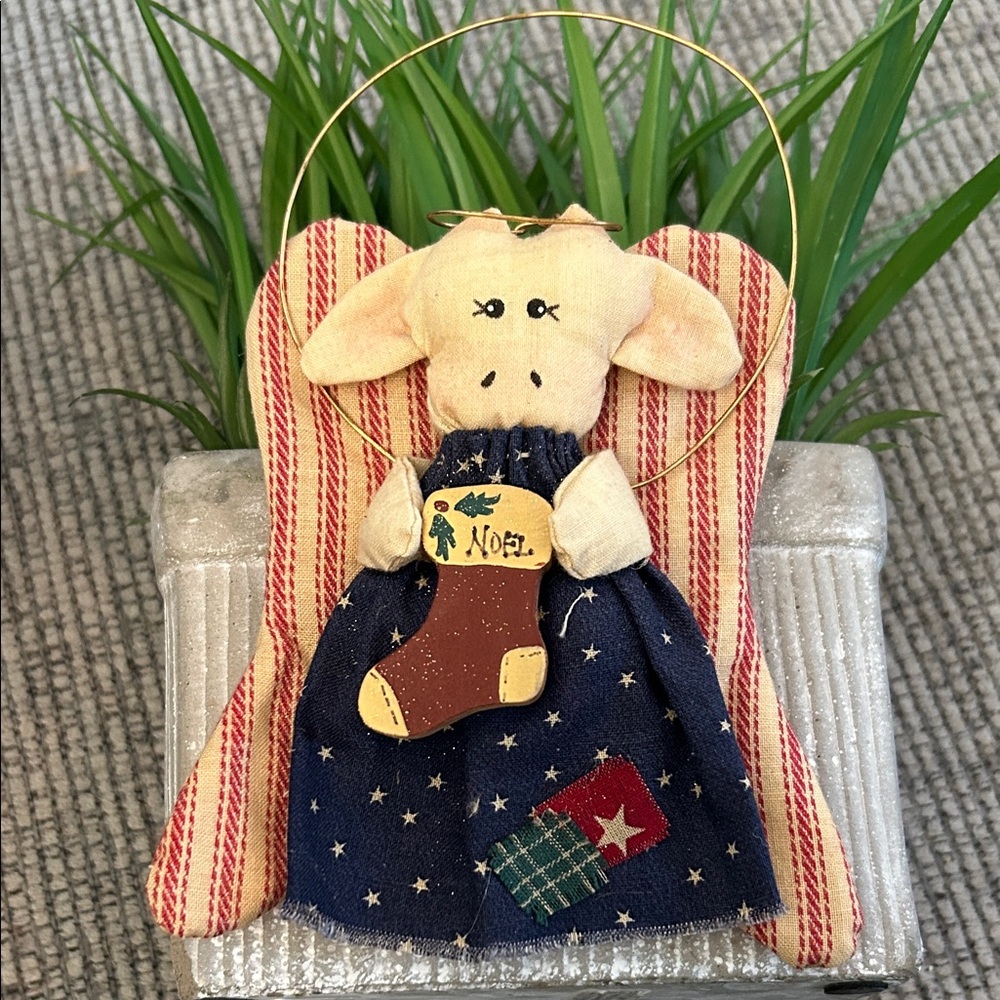🟣 4/$15 quilted cow angel Christmas tree Ornament cloth handmade